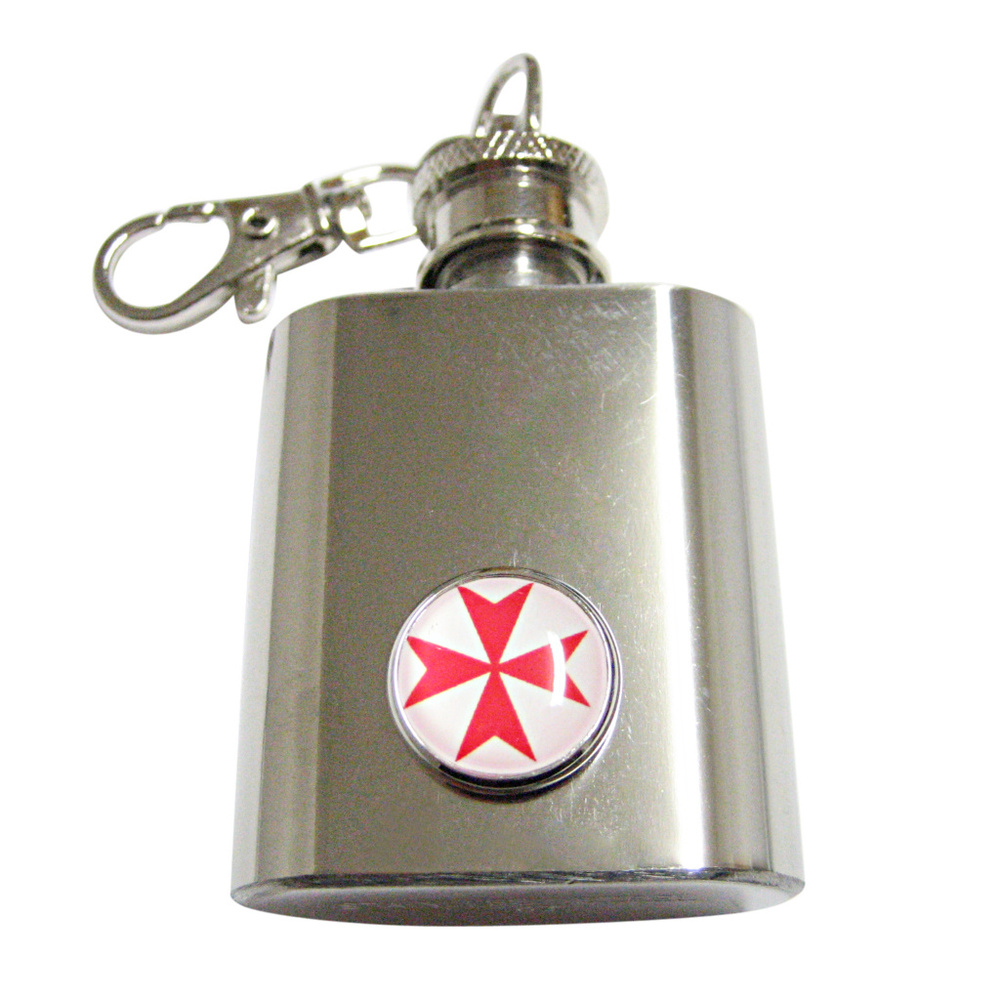 Red Maltese Cross 1oz Keychain Flask - image 1